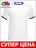 Біла чоловіча футболка з синьою окантовкою (темно-синій) Valueweight Ringer Fruit of the Loom 2XL, фото 3