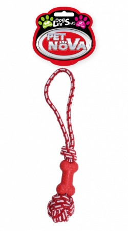 Іграшка для собак Кістку на мотузці Pet Nova 40 см червоний