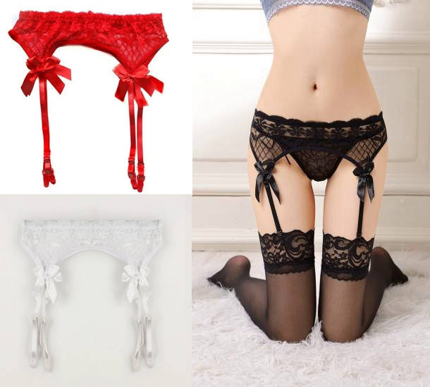 

Кружевной пояс с подтяжками для чулок, Черный