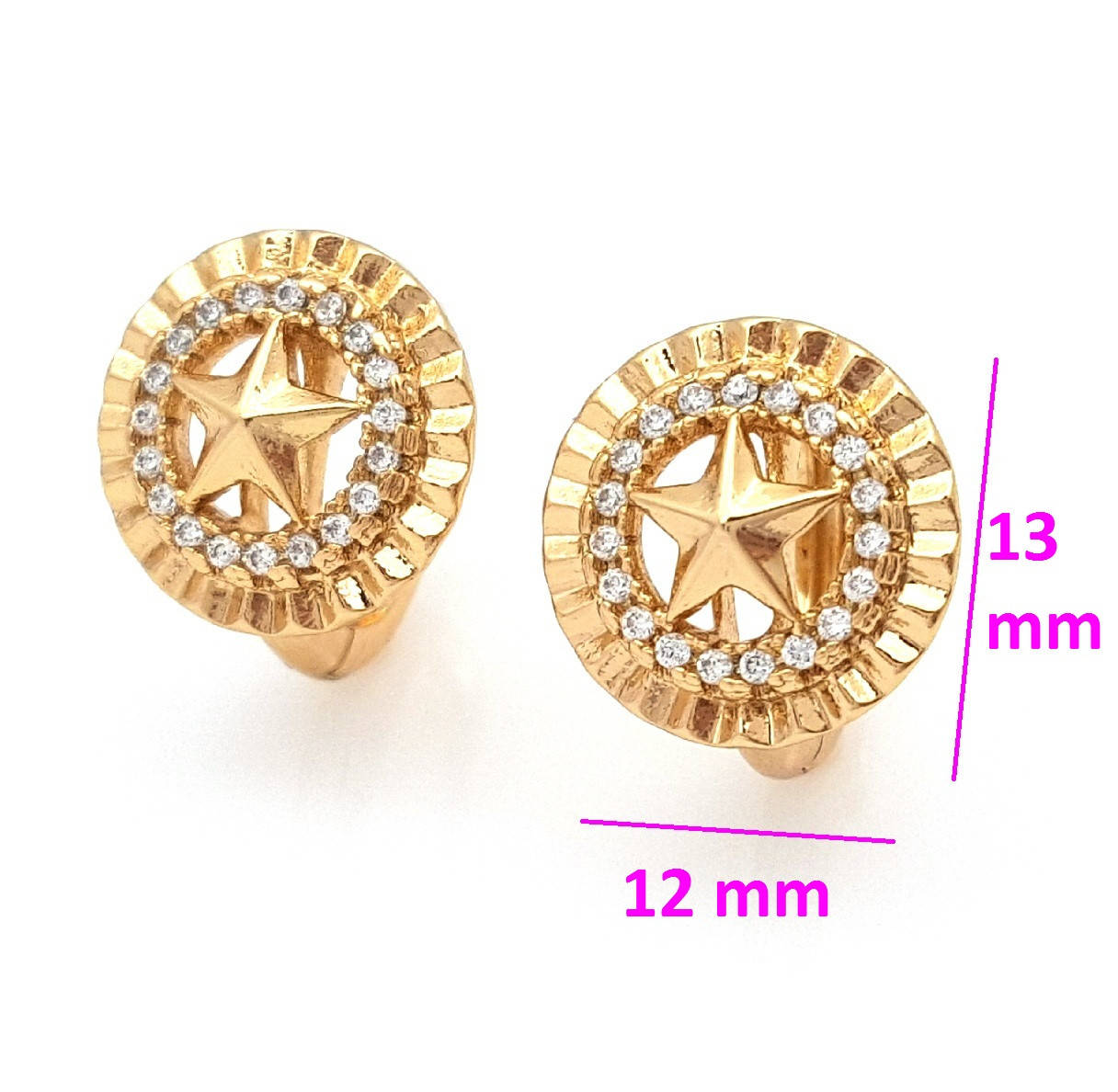 

Серьги, Рельефная Кольцо и Звезда, вставка цирконий, Xuping, 18К