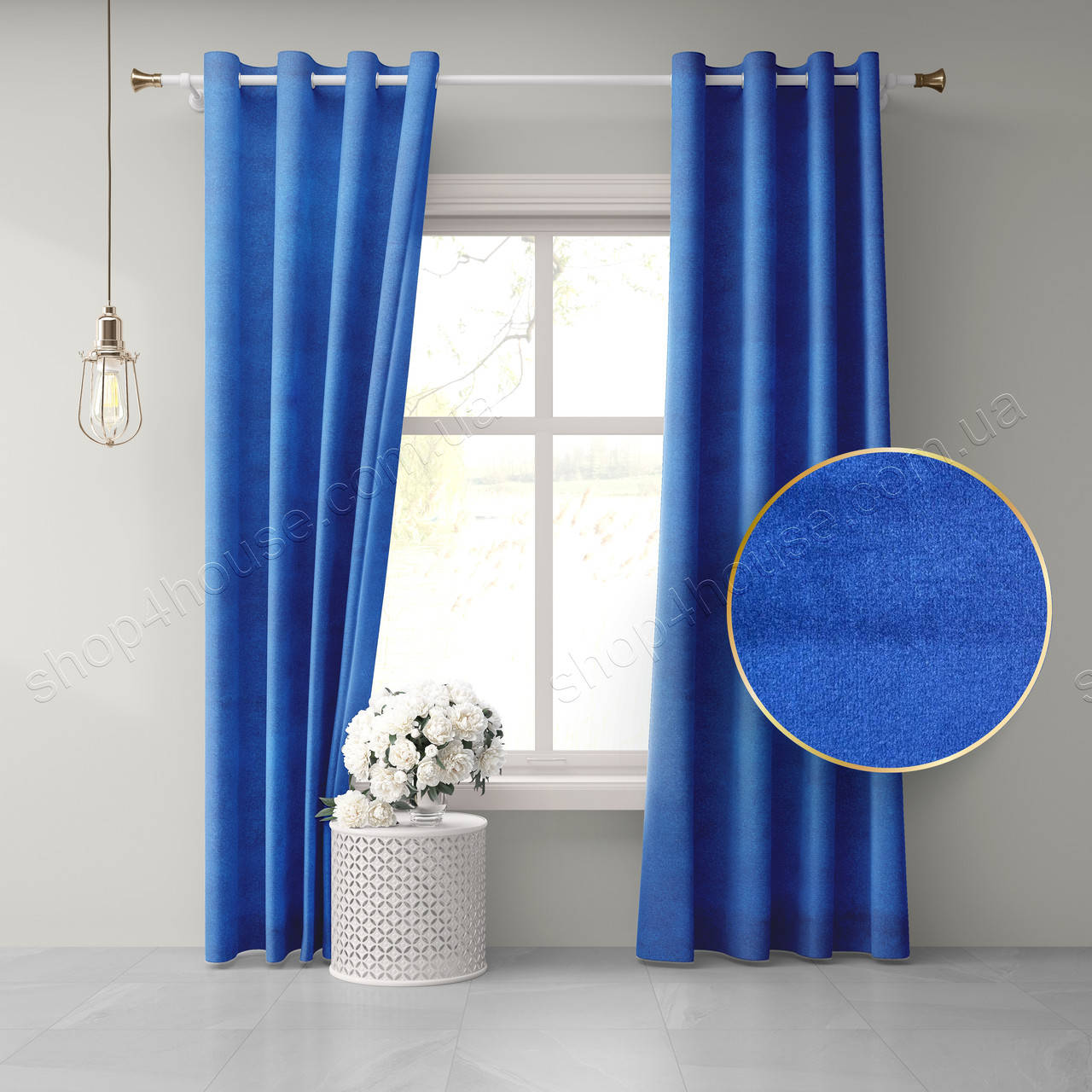 

Бархатные(велюровые) однотонные шторы турецкого качества. Цвет:синий