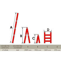 Драбина алюмінієва універсальна розкладна телескопічна INTERTOOL LT-2044, фото 3