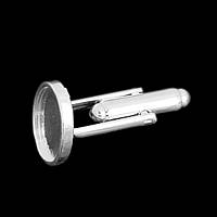 Запонка для манжет, Колір срібло, Основа для кабошонов (для 14mm x 10mm кабошона), 26 мм x 16 мм, Ціна за 1 шт