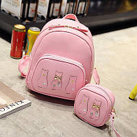 Рюкзак для девочек, девушек Три кота из эко кожи (розовый)