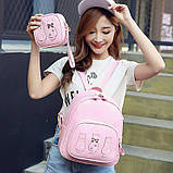 Рюкзак для дівчаток, дівчат Три кота з еко шкіри (рожевий), фото 2