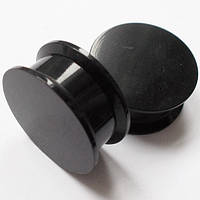 Черные акриловые плаги без рисунка (раскручиваются)(цена за 1 шт), диаметр 20 мм, для пирсинга ушей.