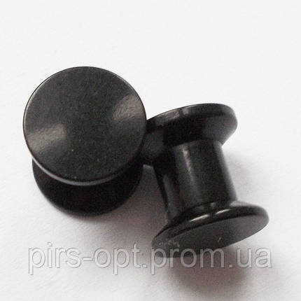 Чорні акрилові плаги без малюнка (розкручуються) (ціна за 1 шт.), діаметр 6 мм, для пірсингу вух., фото 2