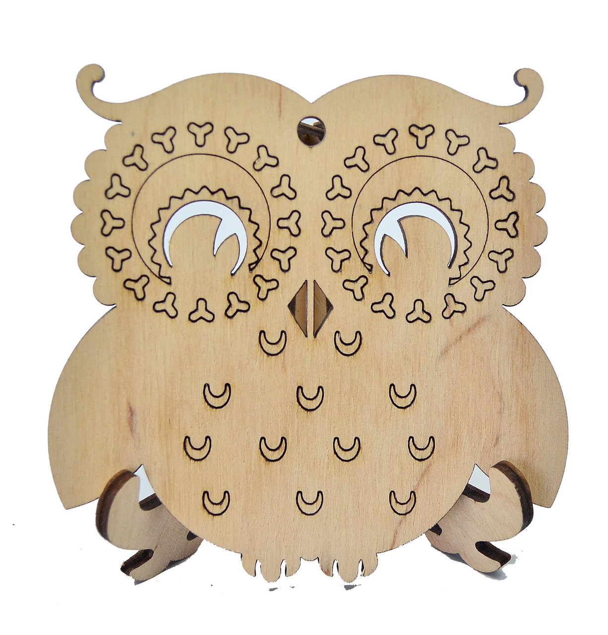 Дерев'яна новорічна іграшка заготовка. Сова, фото 1