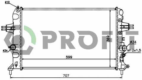 Радіатор охолодження Opel Astra G 1.6 00 - Profit
