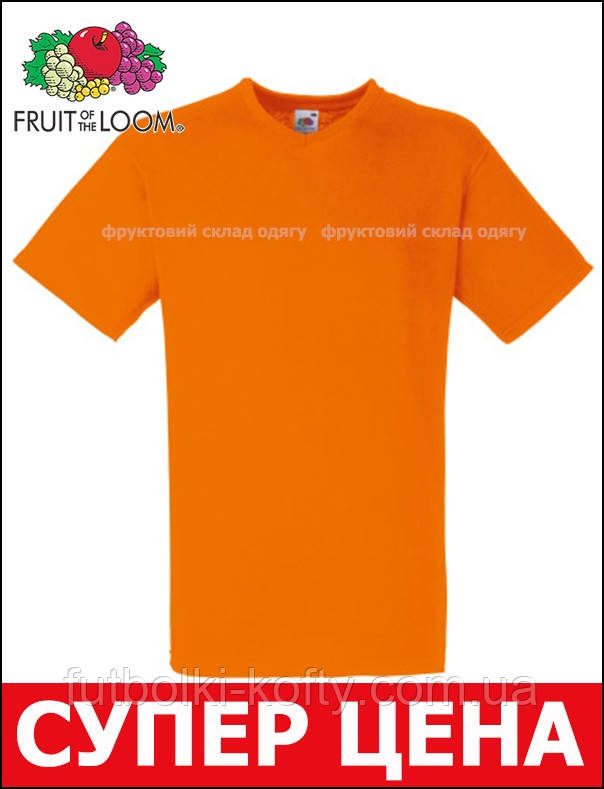 Мужская Футболка с V-Образным Вырезом Fruit of the loom Оранжевый 61-066-44 L - фото 6 - id-p335055071