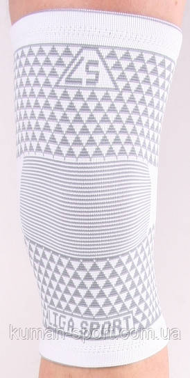 Наколінник еластичний LIGA SPORT пара білий, фото 1