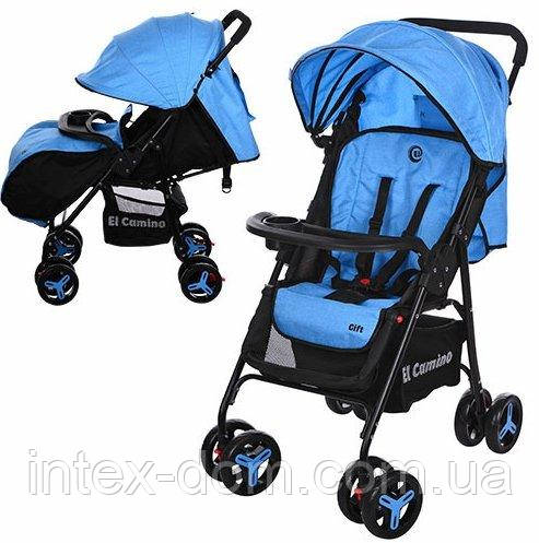 Прогулянкова коляска Bambi Блакитна (M 3443L-4 GIFT) з посиленими колесами