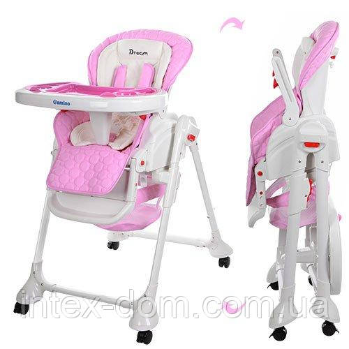 Стільчик-гойдалка для годування Bambi Рожевий (M3551-8 DREAM) на коліщатках