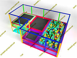 Батут джамп кутовий для приміщень із ямою
