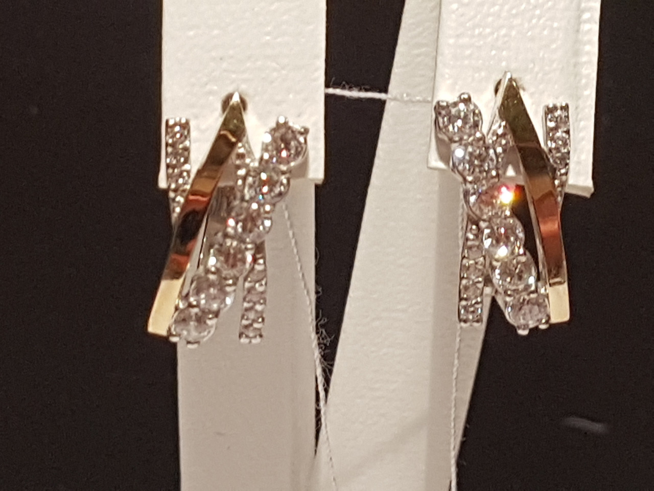 Срібні сережки з фіанітами і позолотою.   22041р