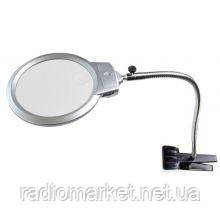 Лупа MG15120-С гнучка з прищіпкою, LED-підсвітка, 2Х (130 мм) +5Х (22 мм)