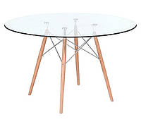 Круглый стеклянный стол AT-078B круглый, диаметр столешницы 120см, дизайн Charles & Ray Eames