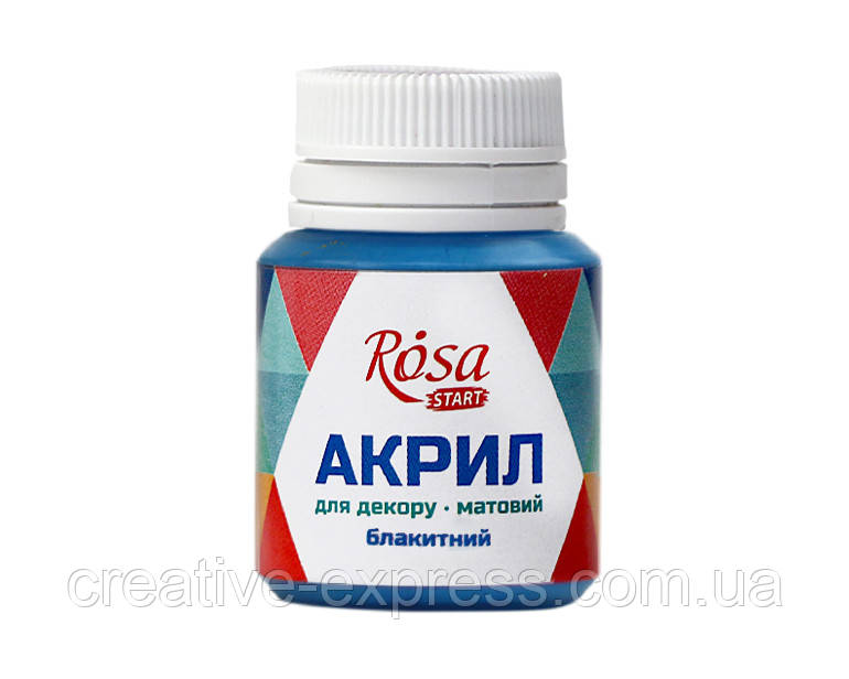 Акрил для декору, Блакитний, матовий, 20 мл, ROSA START