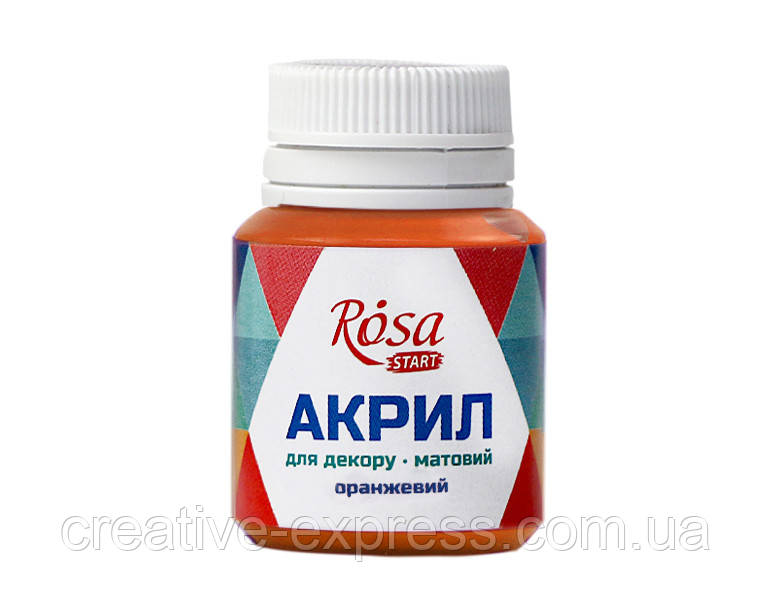Акрил для декору, Оранжевий, матовий, 20 мл, ROSA START