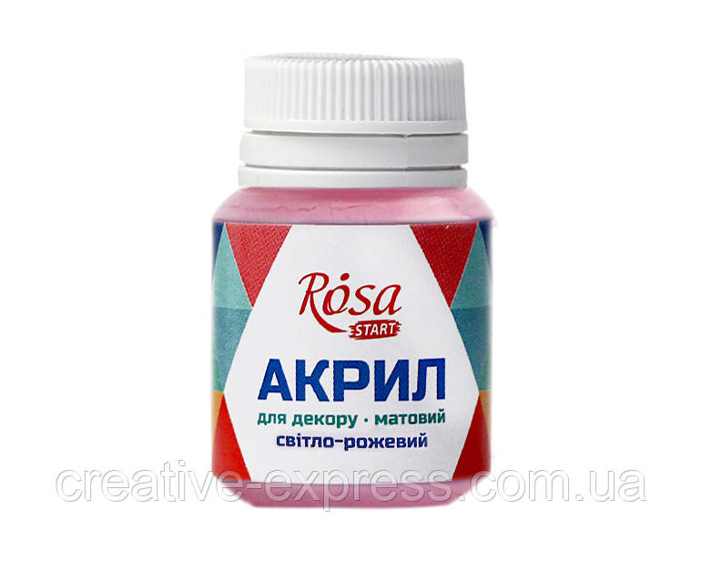 Акрил для декору, Рожевий світлий, матовий, 20 мл, ROSA START
