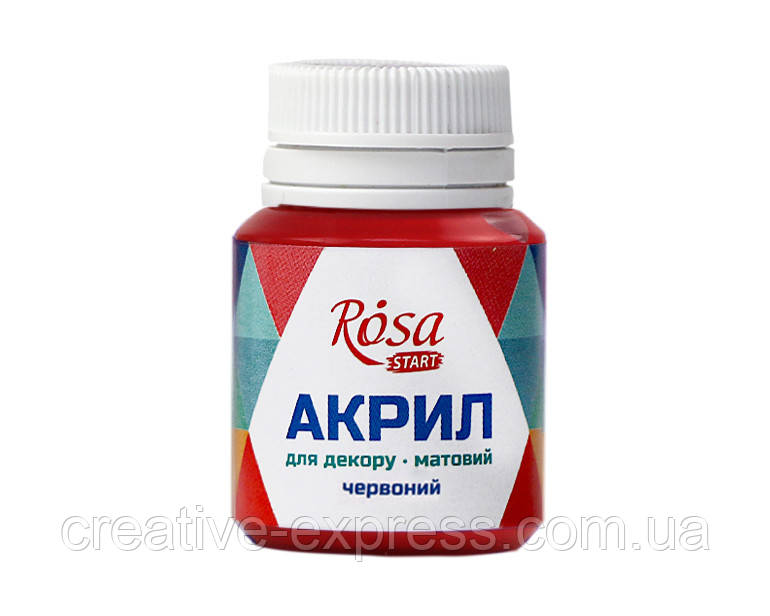 Акрил для декору, Червоний, матовий, 20 мл, ROSA START