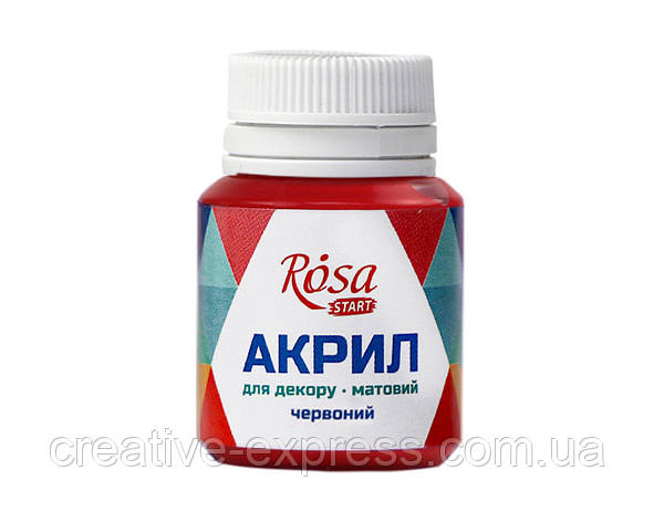 Акрил для декору, Червоний, матовий, 20 мл, ROSA START, фото 1