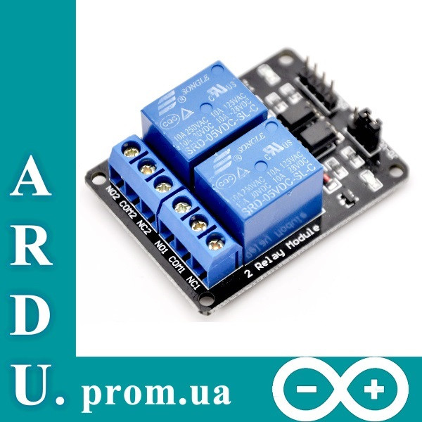 Модуль реле 2 канали, 2-канальний модуль, 5V для Arduino PIC AVR [#K-4]