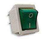 Перемикач 1 кл. (зелений з індик.) KED KCD2-201N GR/WH АНАЛОГИ