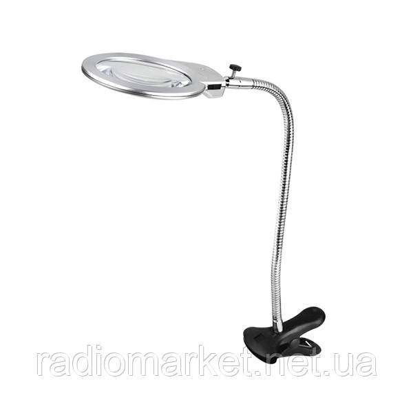 . Лупа MG15122-1А гнучка з прищіпкою, LED-підсвітка, 2,5Х(90 мм) +5Х (22мм)