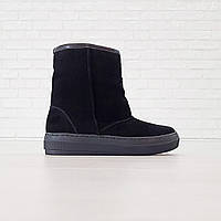 Жіночі замшеві уггі маломірні Woman's heel на хутрі із заокругленим носком