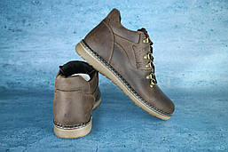 Мужские зимние ботинки Yuves (коричневые), ТОП-реплика