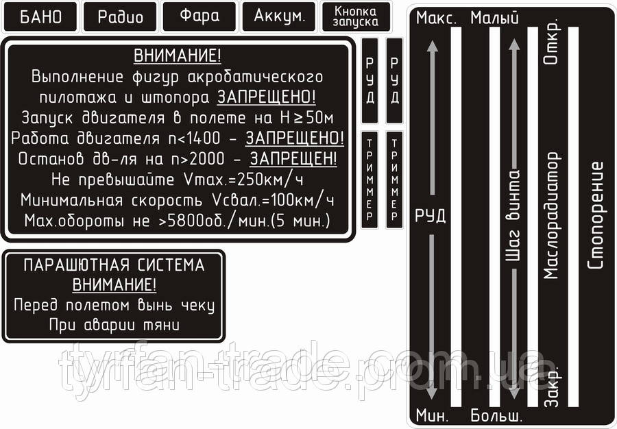 Таблички для авіаційних приладів