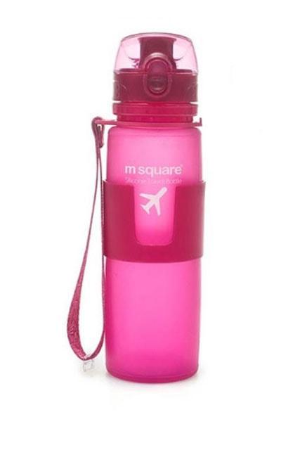 Рожева Силіконова пляшка для води 500 мл (рожевий)