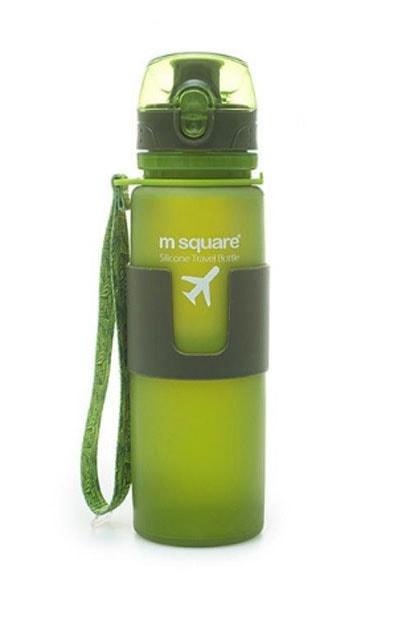 Силиконовая бутылка для воды 500 мл (зеленая) 