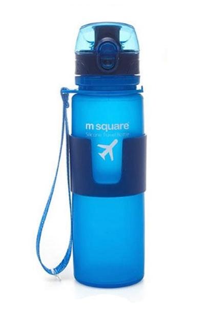 Синя Силіконова пляшка для води 500 мл (синій)