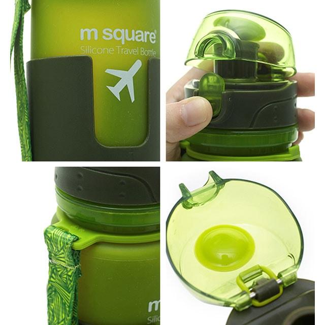 Пляшка дуже зручно відкривається Силіконова пляшка для води зелена