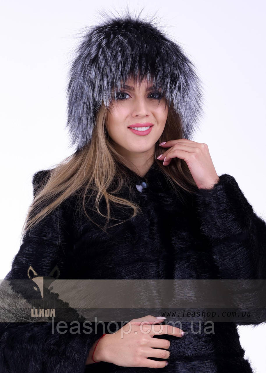 Розкішна жіноча хутряна шапка з блуфрості (bluefrost)