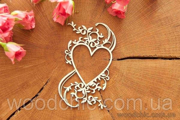 Чипборд Рамка серця в завитках вертикальна, фото 1