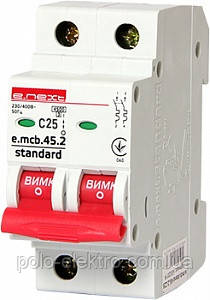 Автоматичний вимикач e.mcb.stand.45.2.C25 2р 25А C 4.5 кА