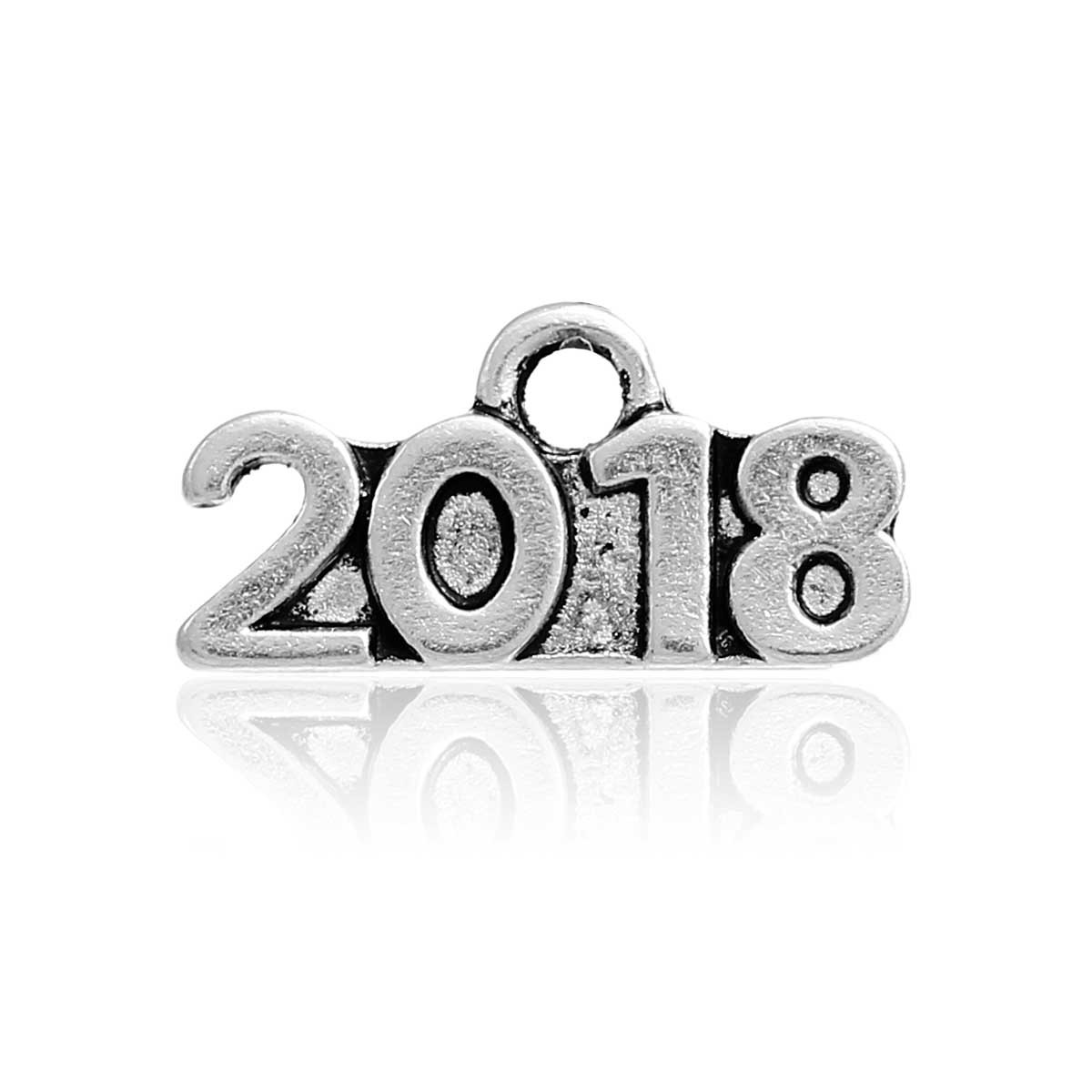 Підвіски металеві Finding Кулон 2018 рік Античне срібло 16 мм х 8 мм, фото 1