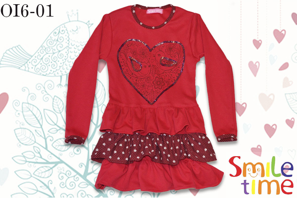 Сукня трикотажне з рюшами SmileTime Love Bird, червоне