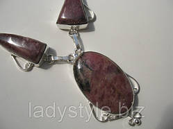 Цікаве срібне кольє з ліпідолітом від студії LadyStyle.Biz