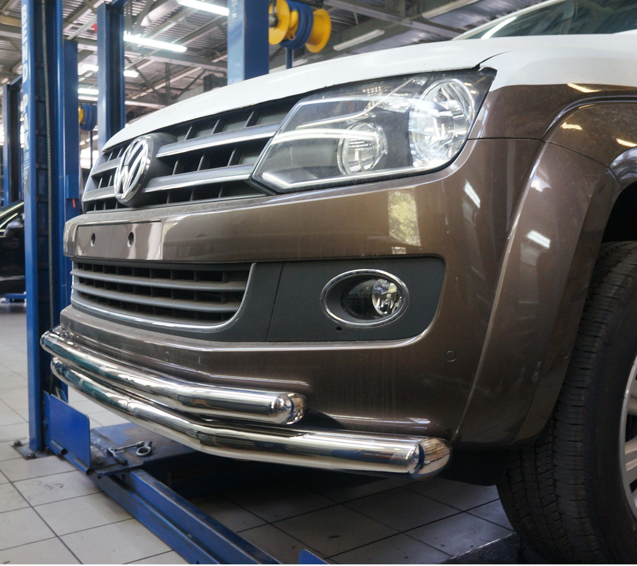 Кенгурник подвійний вус на Volkswagen Amarok (c 2010--) Can Otomotiv d76/60