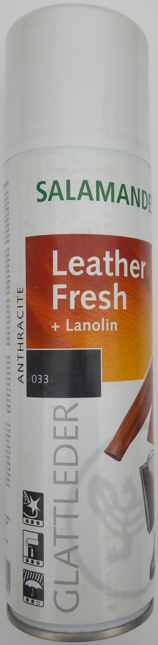 Аерозоль фарба антрацит "Leather Fresh" Salamander для гладкої шкіри