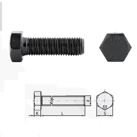 Болт цілий (клас твердості 8.8, поверхня чорна, норма DIN 933 норма PN 82105)