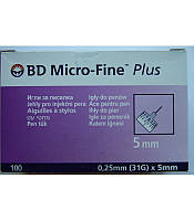Иглы BD Micro-Fine Plus 5 мм 31G (0,25мм) для шприц-ручек