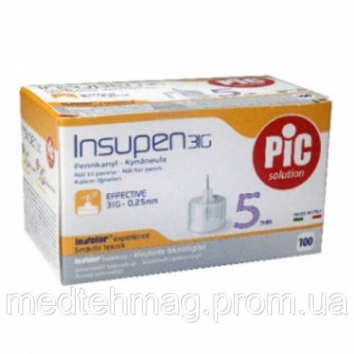 Голки INSUPEN для шприц-ручок 31G х 5mm - 100 шт., фото 1
