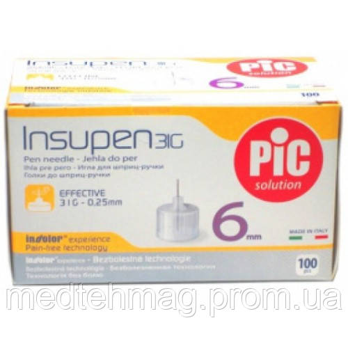 Голки INSUPEN для шприц-ручок 31G х 6mm - 100 шт., фото 1