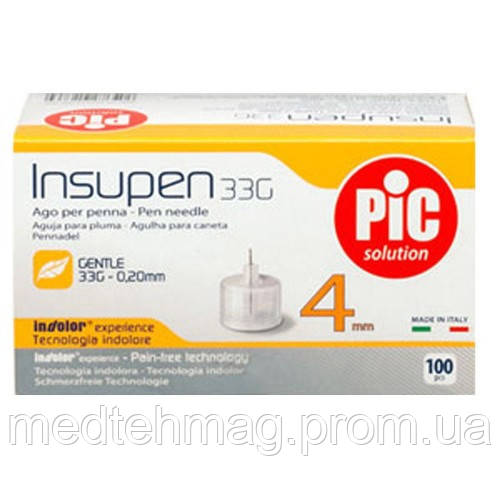 Голки INSUPEN для шприц-ручок 33G х 4mm - 100 шт., фото 1
