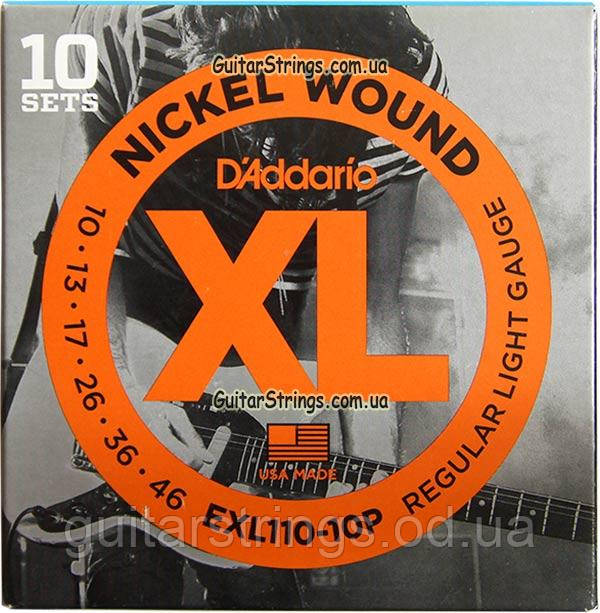 Струны D'Addario EXL110-10P Nickel Wound 10-46 10 set - фото 1 - id-p223846691